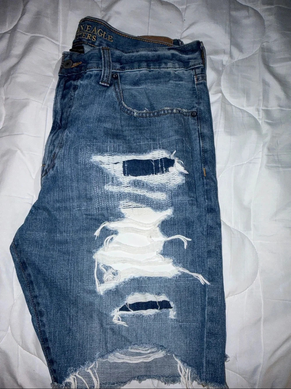 Buffalo David Bitton Distressed Light and Dark Blue Men's Jeans